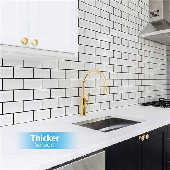 Subway Tiles Peel and Stick Backsplash, 12inch x 12inch Stick on Tiles Kitchen - Picture 2 of 7